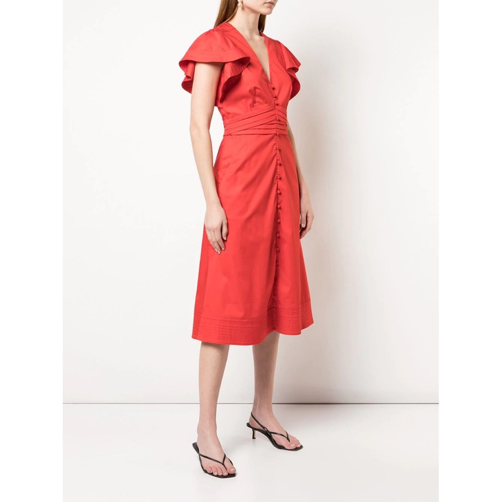 NEW VERONICA BEARD Sada Ruffle Sleeve Button Dress